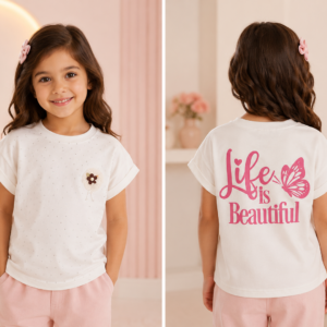 home تيشيرت بناتي life is beautiful ستراس